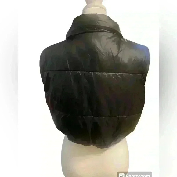 Daisy Puffer sleeveless jacket with front zipper & snaps elastic waist size med - Picture 4 of 5